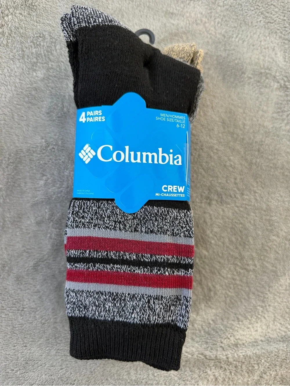 (4 Pairs) Columbia Men’s Crew Socks – Brown Multi-Color